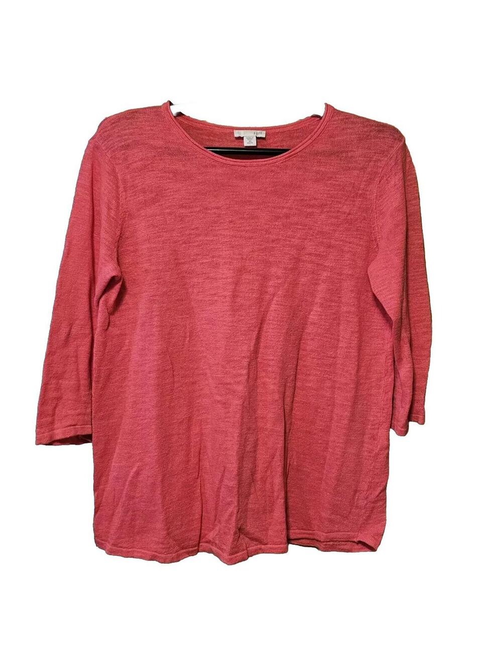 J. Jill Women's 3/4 Sleeve Merino Wool Knit Top Size XS Petite VTG 80s Pink